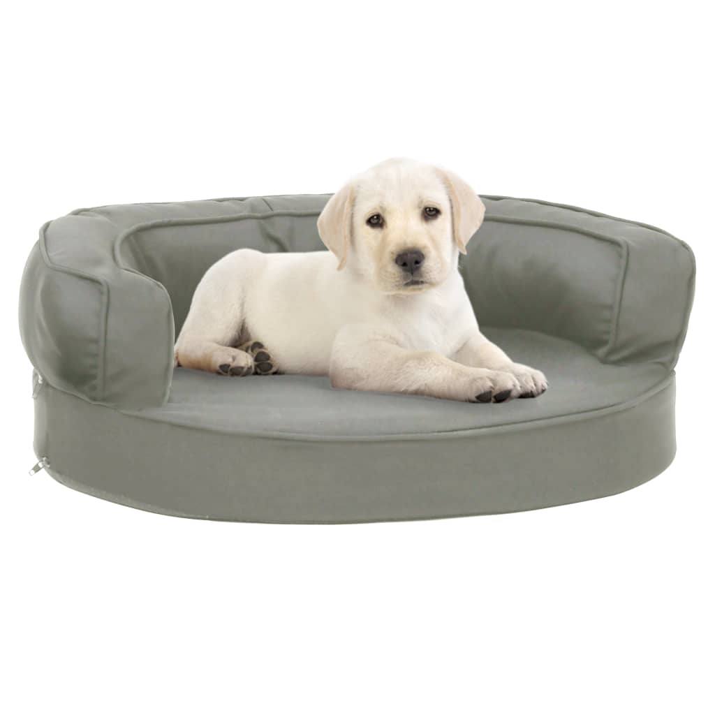 vidaXL Ергономичен матрак кучeшко легло, 60x42 см, с вид на лен, сив