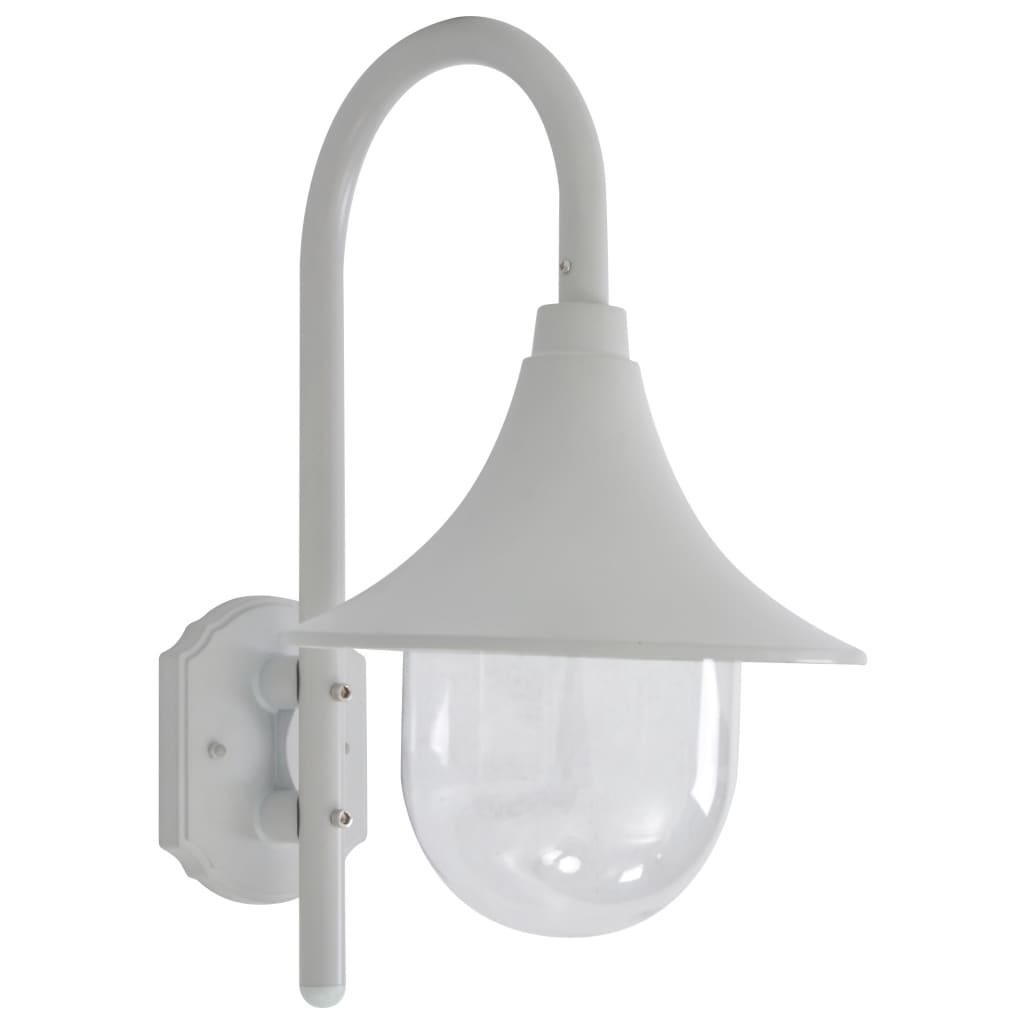 vidaXL Градинска стенна лампа, E27, 42 см, алуминий, бяла