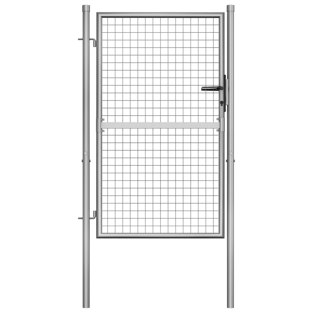 vidaXL Градинска врата, поцинкована стомана, 105x175 см, сребриста