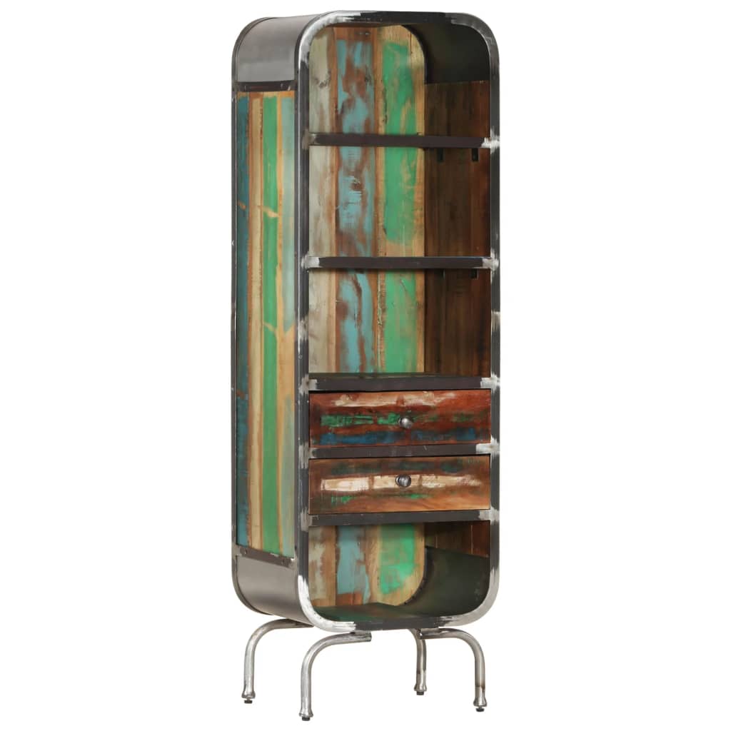 vidaXL Висок шкаф, многоцветен, 40x30x126 см, регенерирано дърво масив