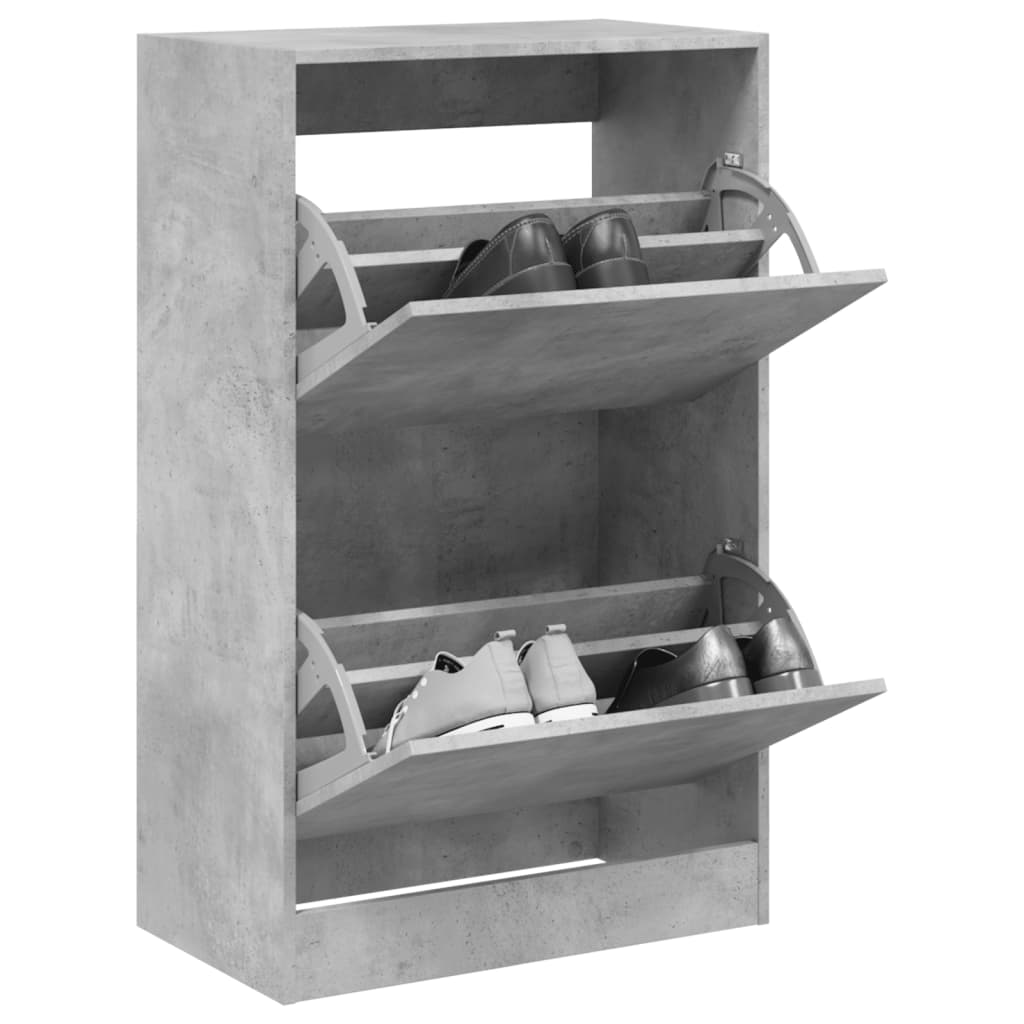 vidaXL Шкаф за обувки, бетонно сив, 60x34x96,5 см, инженерно дърво