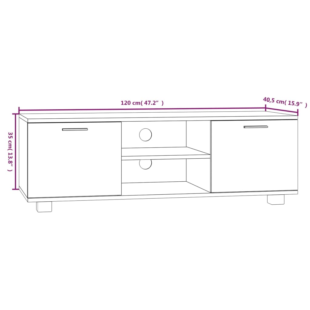 vidaXL ТВ шкаф, бял, 120x40,5x35 см, инженерно дърво