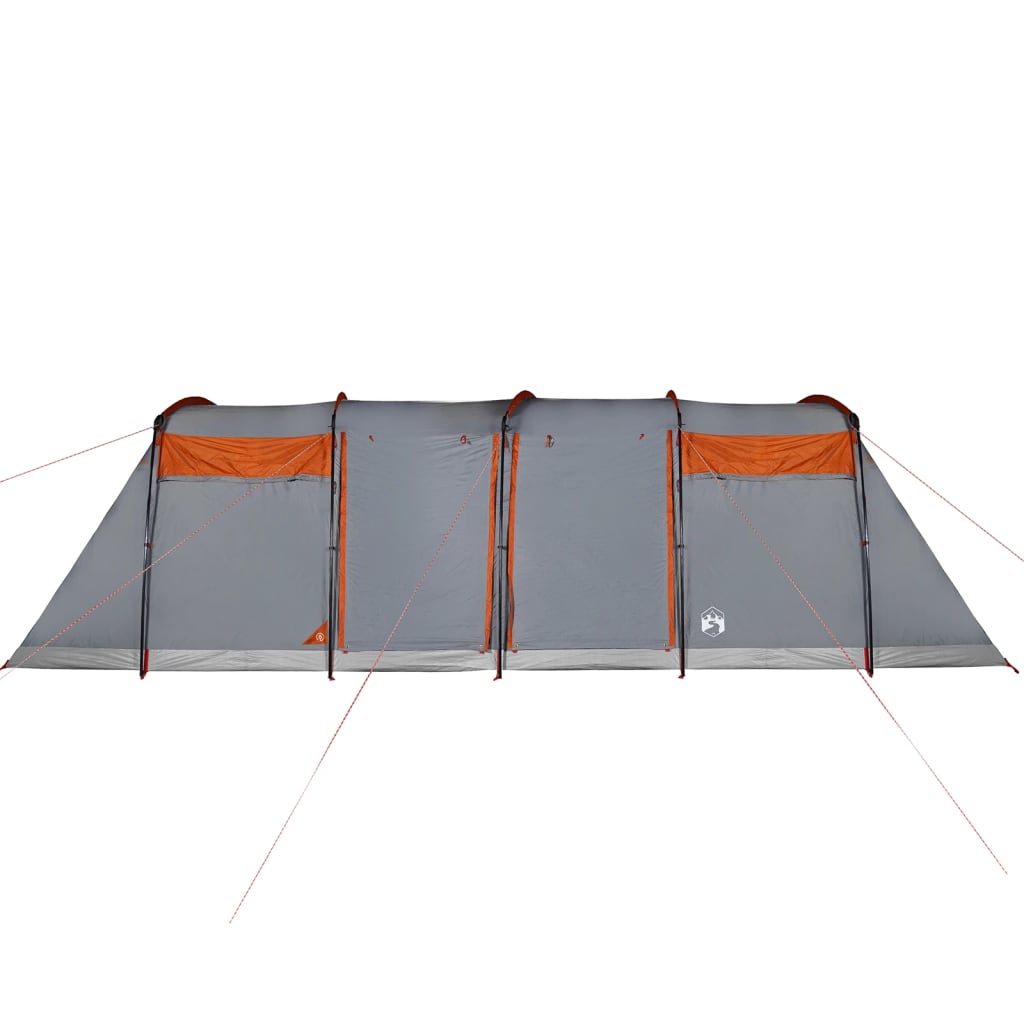 vidaXL Семейна палатка тунелна 10-местна сиво-оранжева водоустойчива