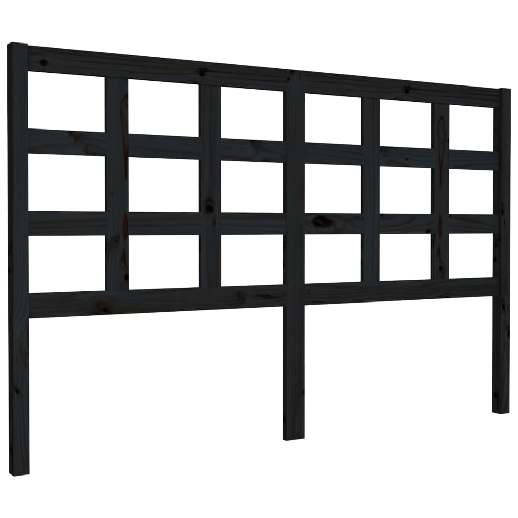 vidaXL Горна табла за легло, черна, 156x4x100 см, бор масив