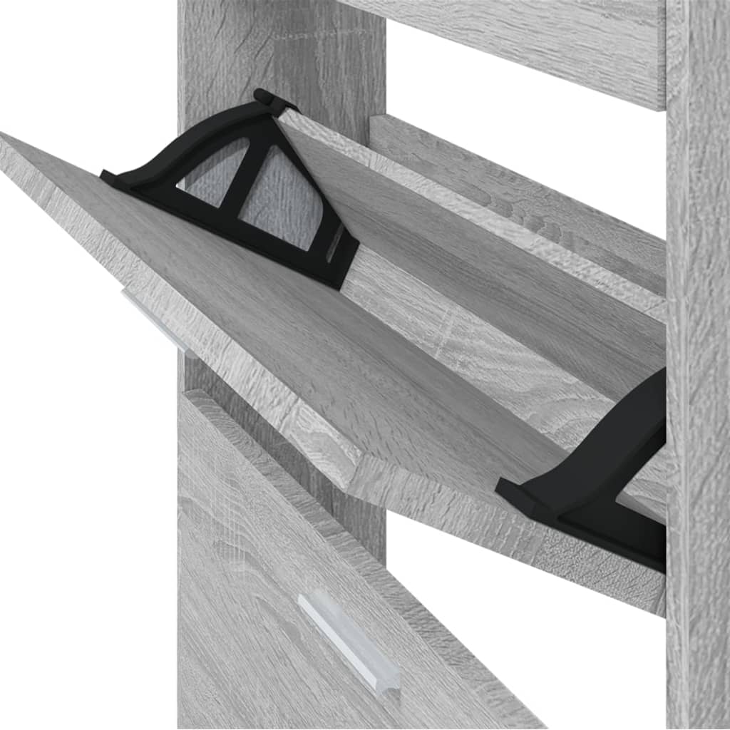 vidaXL Шкаф за обувки, сив сонома, 59x17x108 см, инженерно дърво