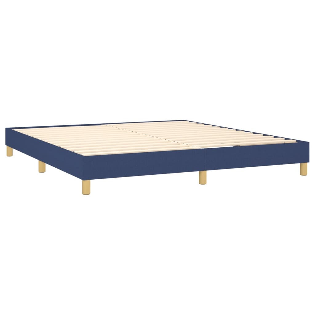 vidaXL Боксспринг легло с матрак и LED, синьо, 160x200 см, плат