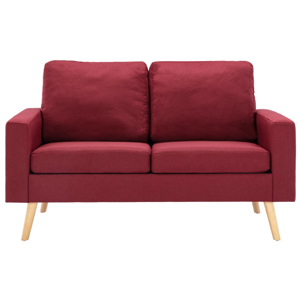 vidaXL 2-местен диван, виненочервен, текстил