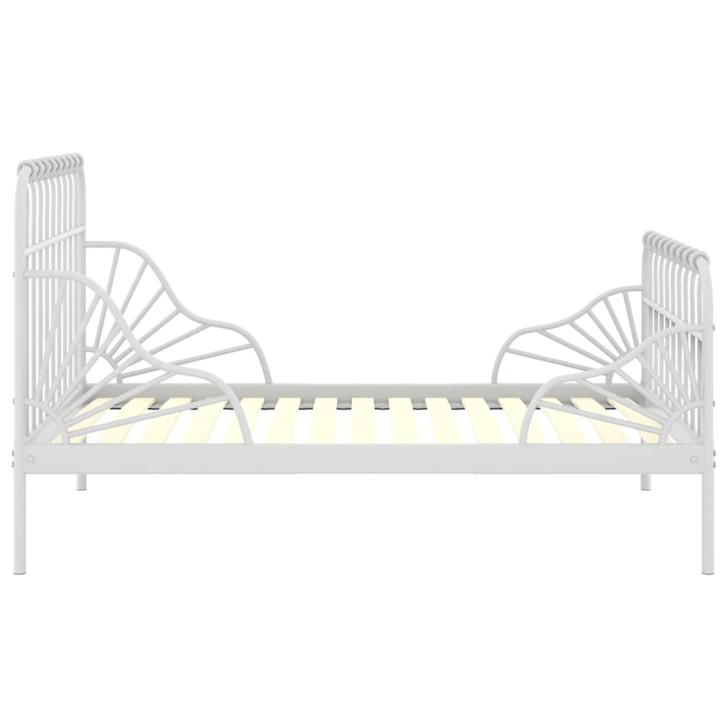 vidaXL Разтегателна рамка за легло, бяла, метал, 80x130/200 cм