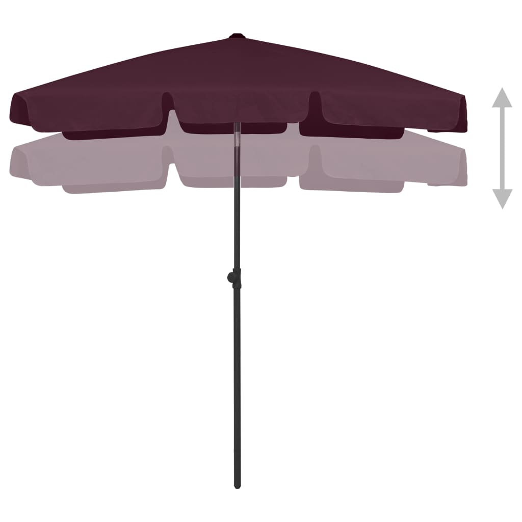 vidaXL Плажен чадър бордо червено 180x120 см