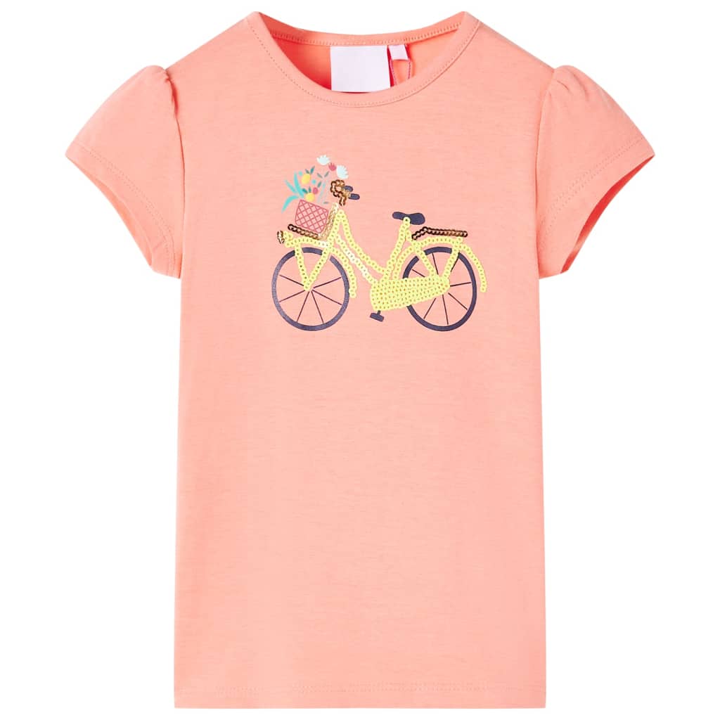 Детска тениска, неоново коралова, 92