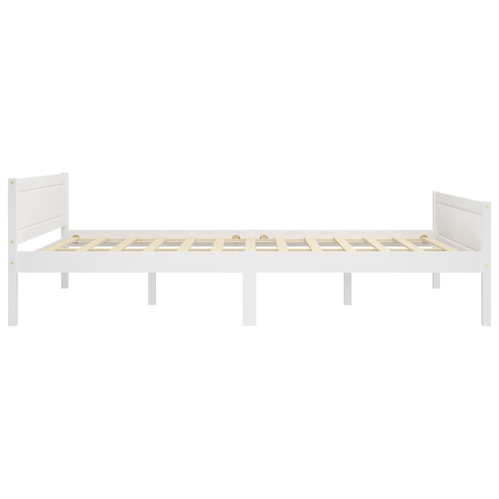 vidaXL Рамка за легло, борова дървесина масив, бяла, 160x200 cм