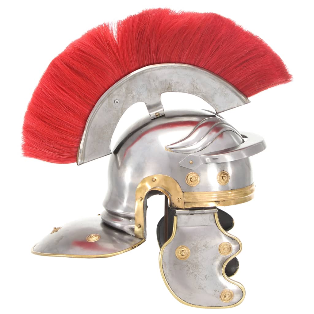 vidaXL Римски военен шлем, антична реплика, ЛАРП, сребрист, стомана