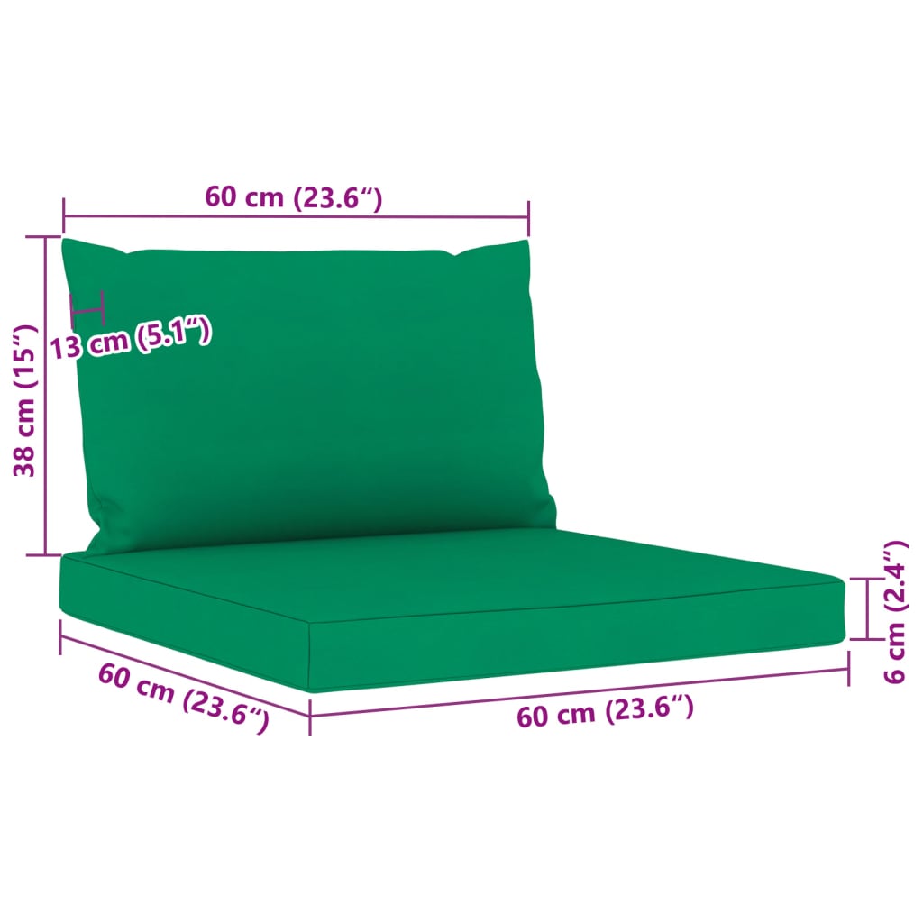 vidaXL Градински лаундж комплект от 8 части със зелени възглавници
