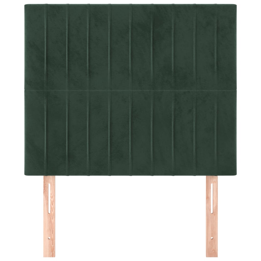vidaXL Горни табли за легло, 2 бр, тъмнозелени, 80x5x78/88 см кадифе