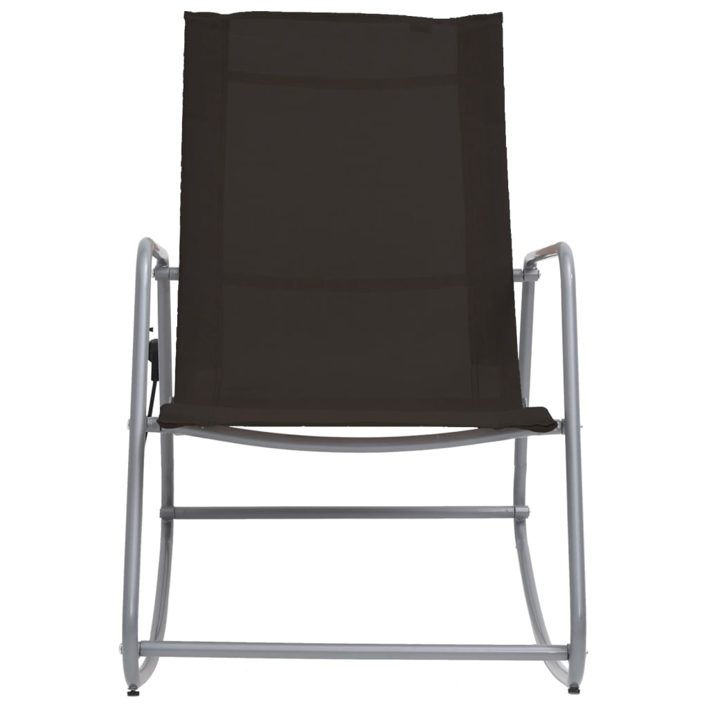 vidaXL Градински люлеещ се стол, черен, 95x54x85 см, textilene