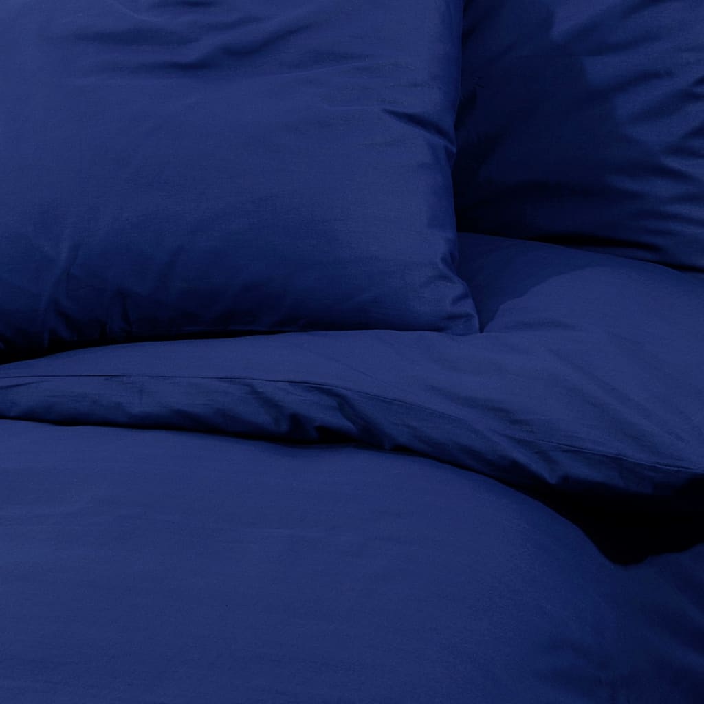 vidaXL Комплект спално бельо, Нейви синьо, 225x220 см, памук