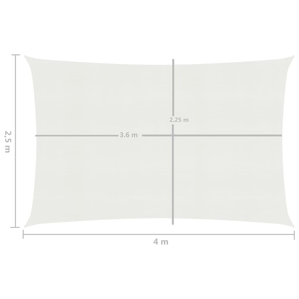 vidaXL Платно-сенник, 160 г/м², бяло, 2,5x4 м, HDPE