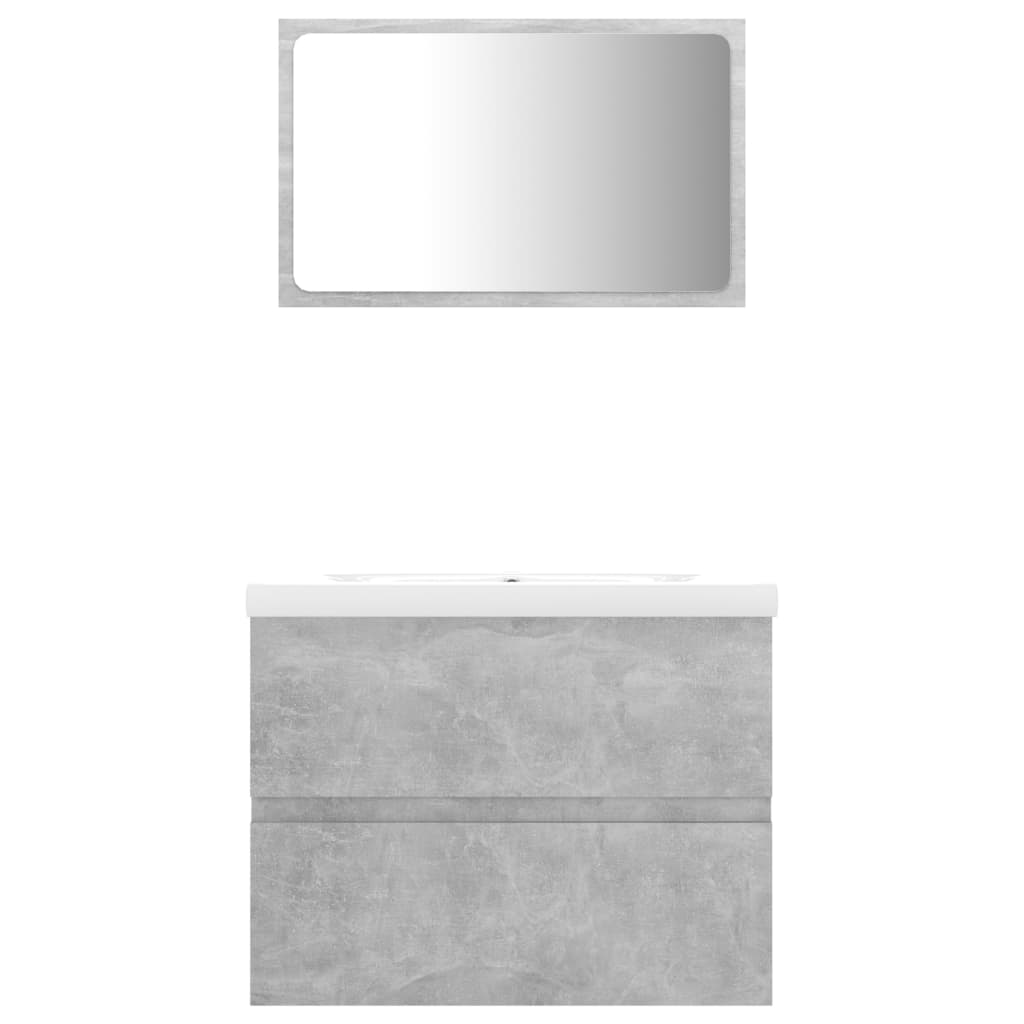 vidaXL Комплект мебели за баня, бетонно сив, ПДЧ