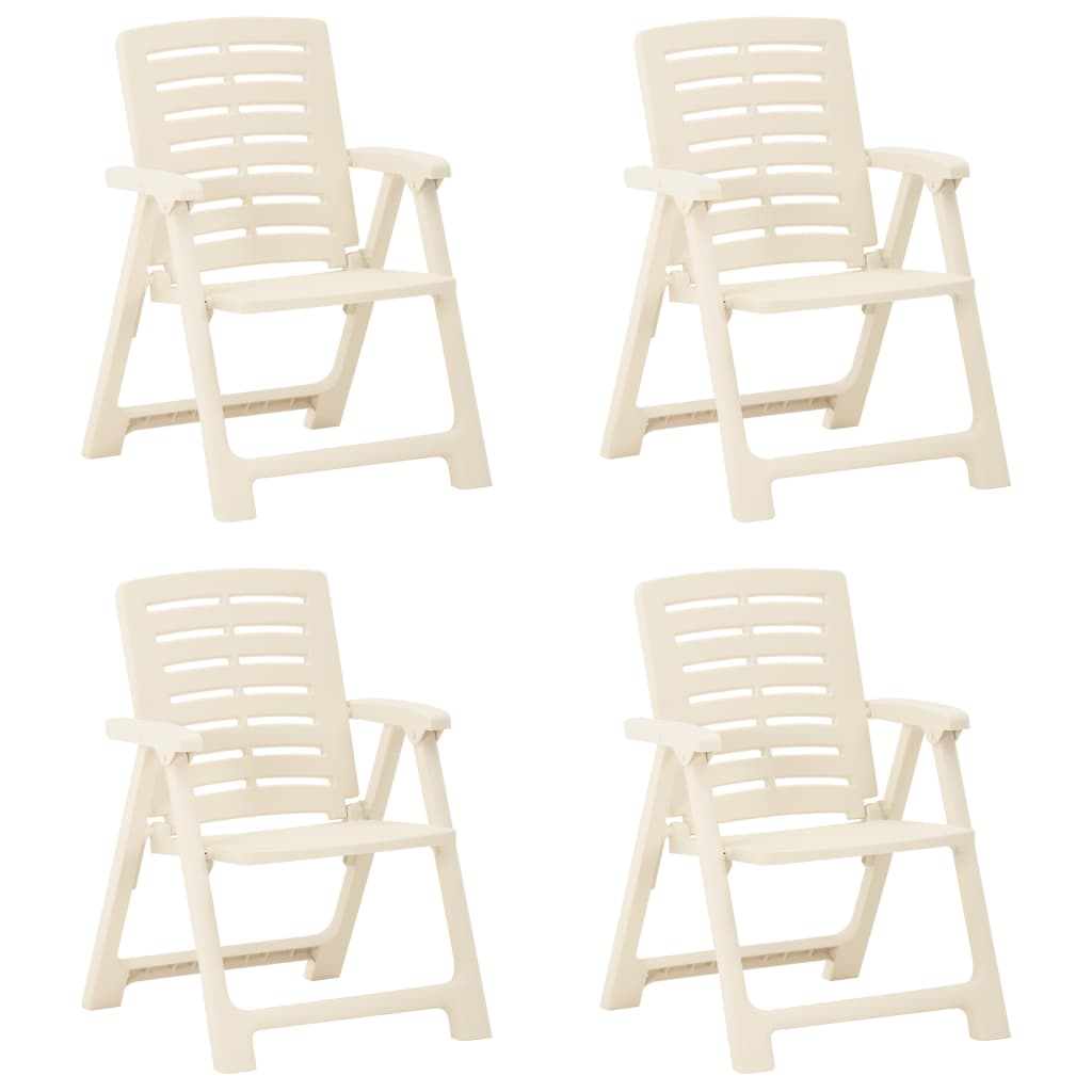 vidaXL Градински столове, 4 бр, пластмаса, бели