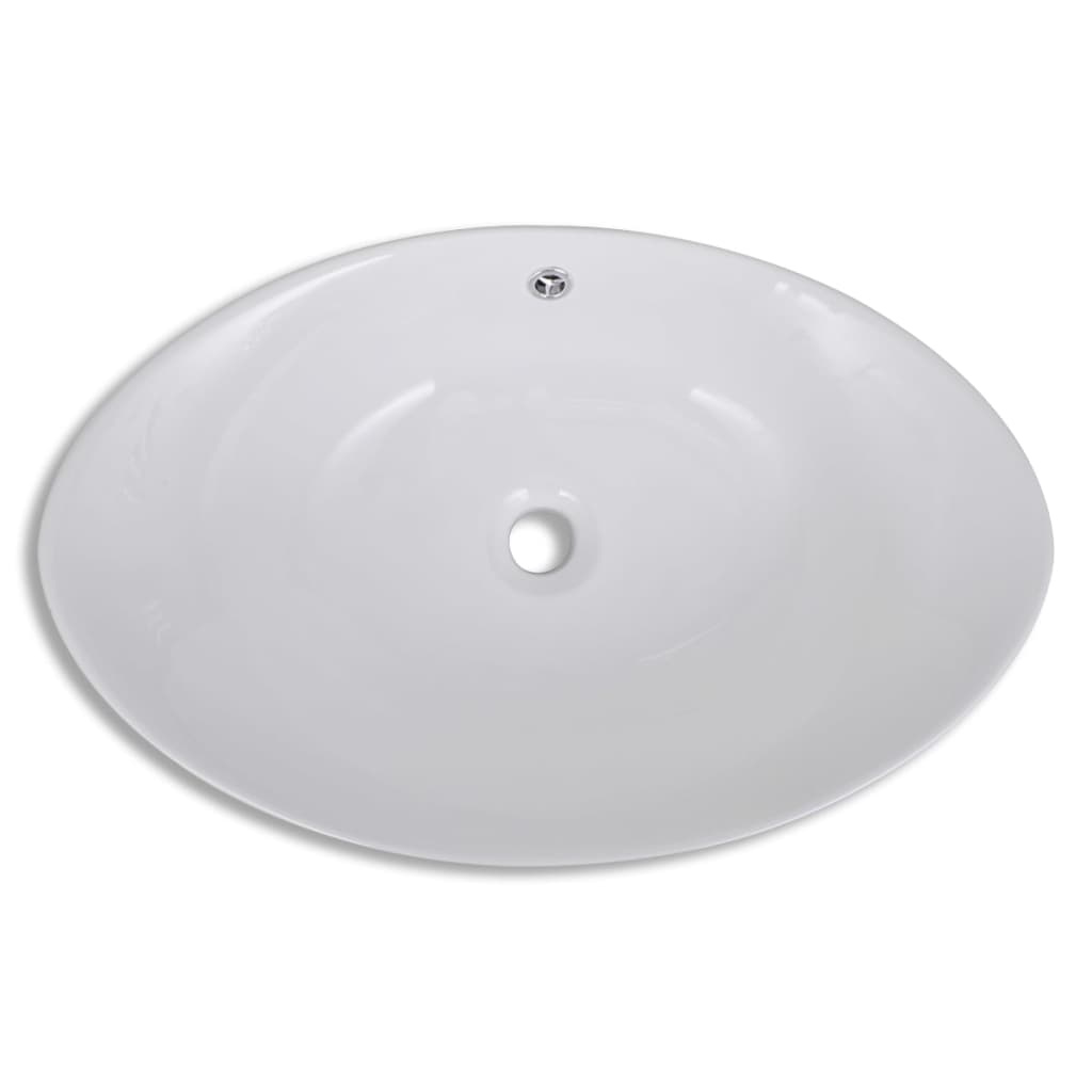 Луксозна керамична мивка с преливник, овална, 59 x 38,5 см