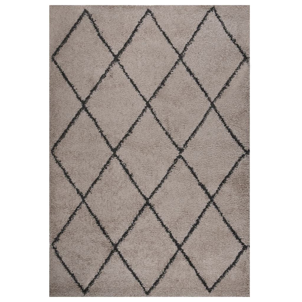 vidaXL Шаги килим с дълъг косъм, бежово и антрацит, 160x230 cm