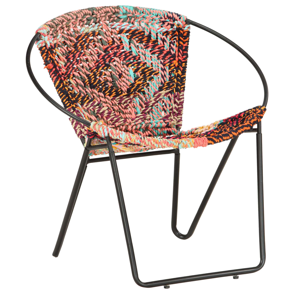 vidaXL Кръгъл стол, многоцветен, chindi плат