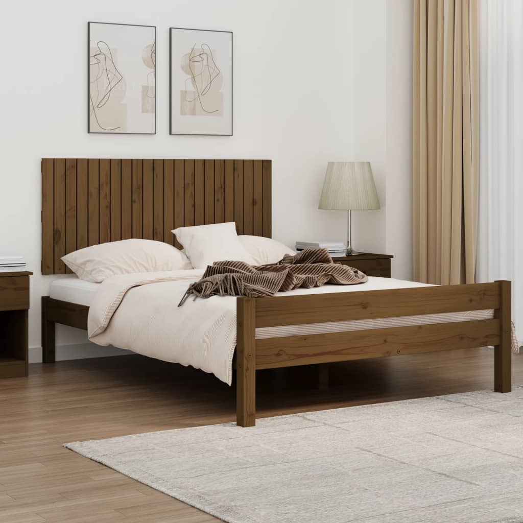 vidaXL Стенна табла за спалня, меденокафява, 140x3x60 см, бор масив