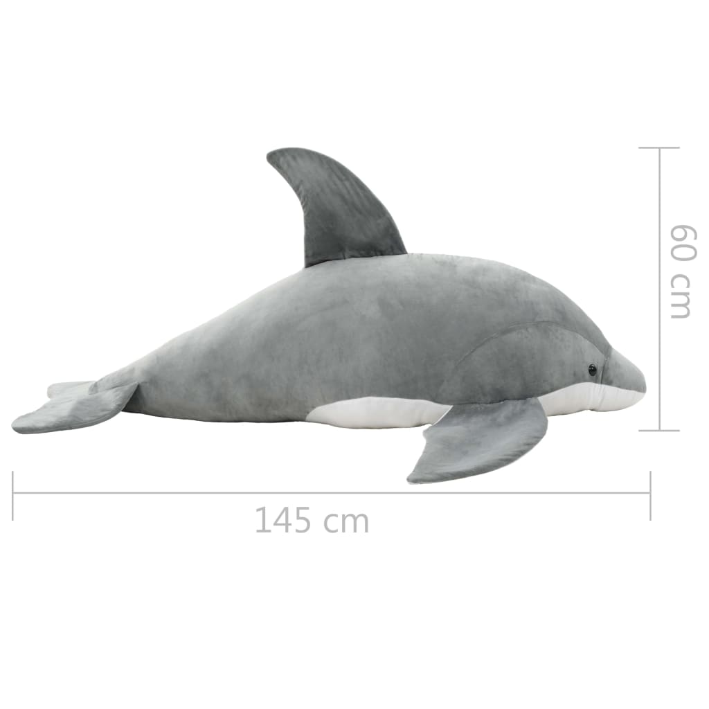 vidaXL Плюшена играчка делфин, сива
