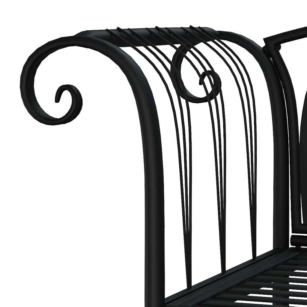 vidaXL 2-местна градинска пейка, 128 см, черна, стомана