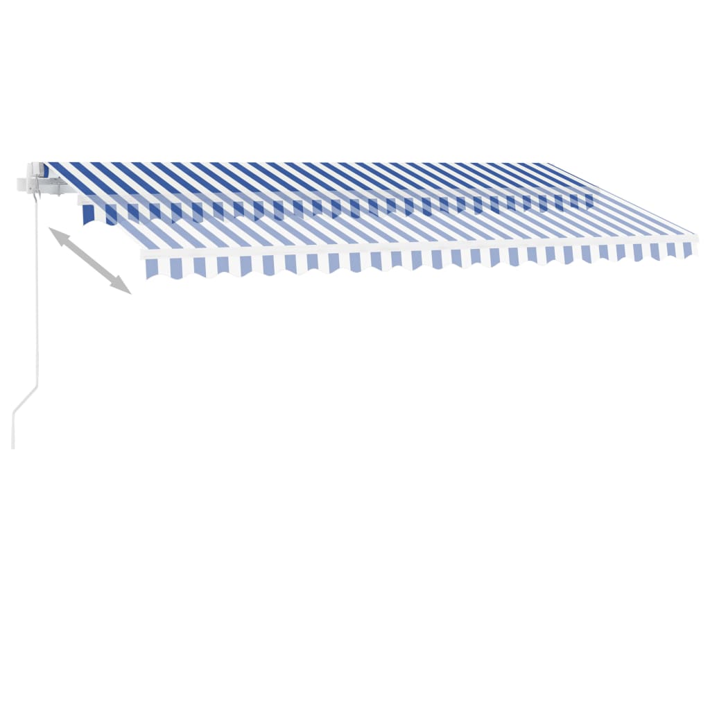 vidaXL Свободностояща ръчно прибираща се тента, 400x300 см, синьо/бяло