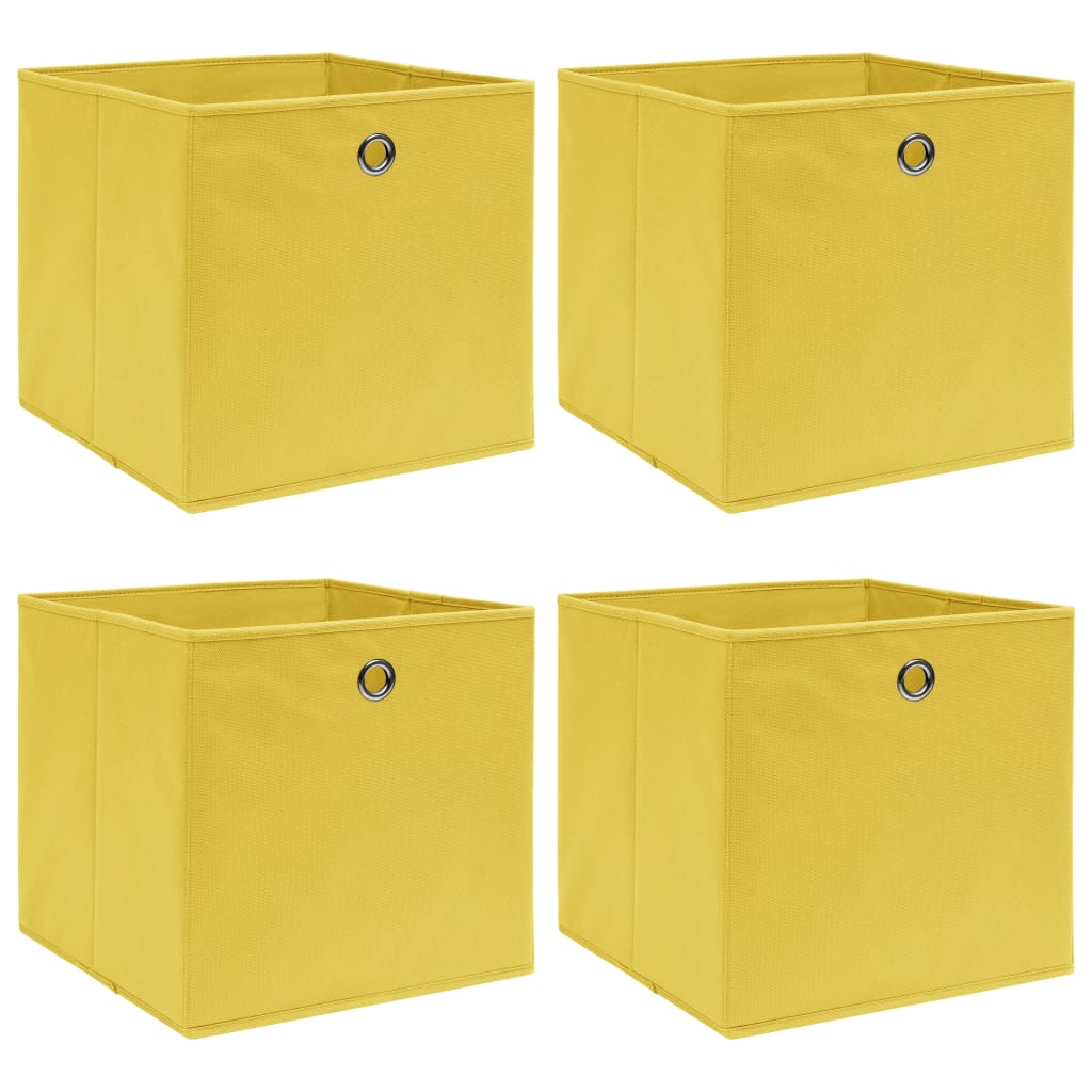 vidaXL Кутии за съхранение 4 бр жълти 32x32x32 см плат