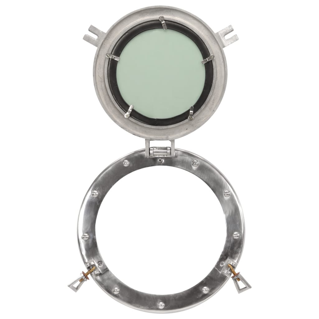 vidaXL Огледало за стена с илюминатор Ø30 см алуминий и стъкло