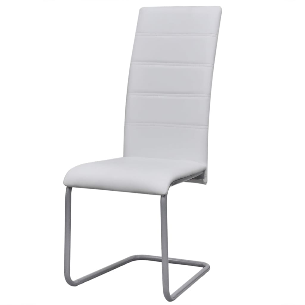 vidaXL Конзолни трапезни столове, 2 бр, бели, изкуствена кожа