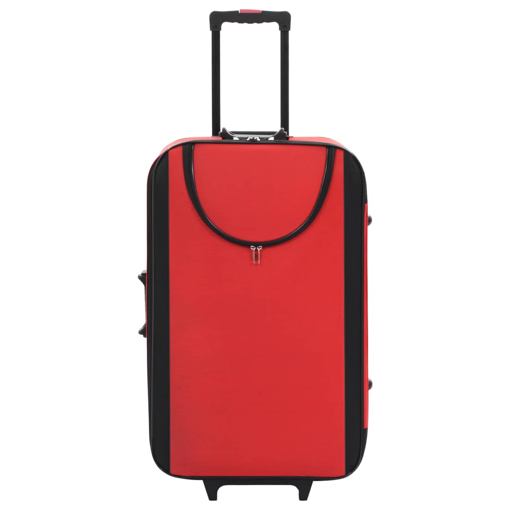 vidaXL Меки куфари на колелца, 3 бр, червени, плат Оксфорд