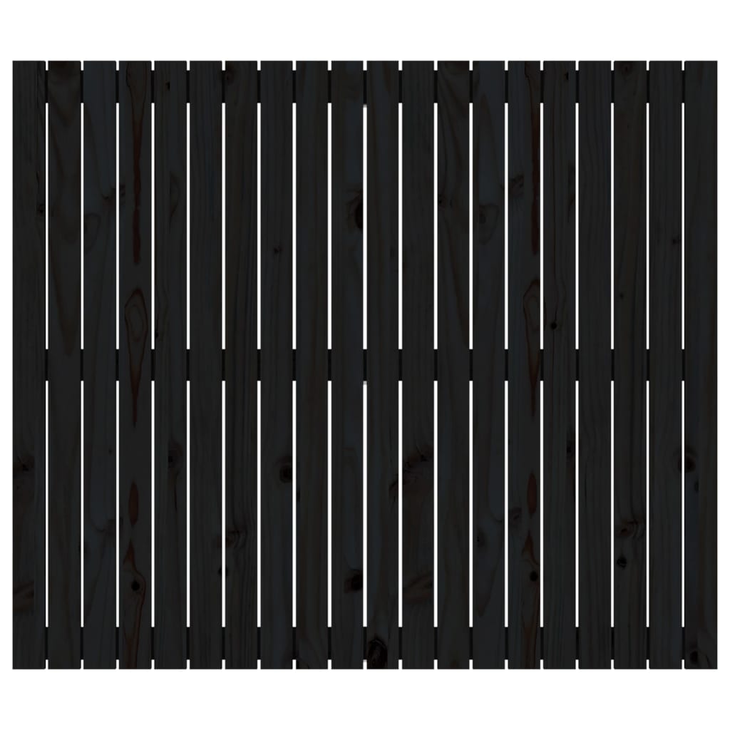 vidaXL Стенна табла за спалня черна, 127,5x3x110см, борово дърво масив