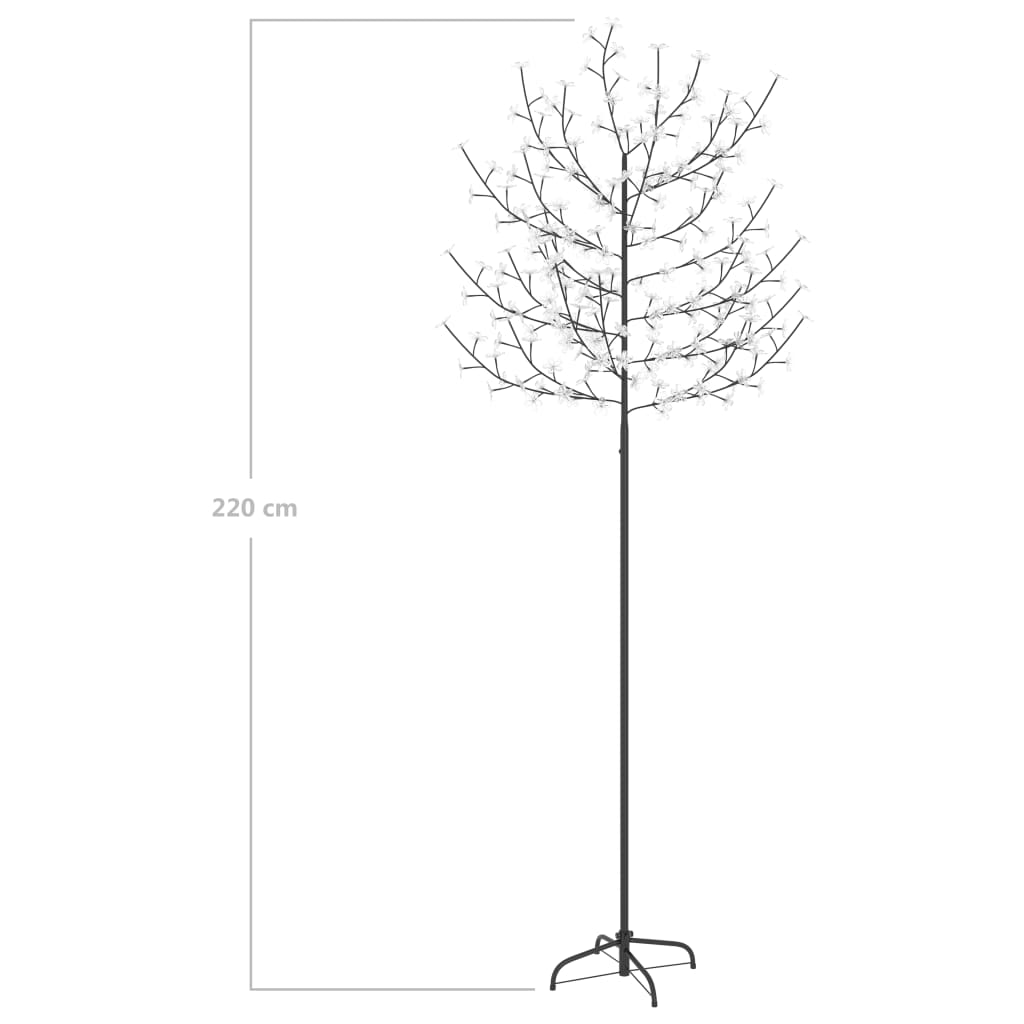 vidaXL Коледно дърво, 220 LED топло бeли, разцъфнала череша, 220 см