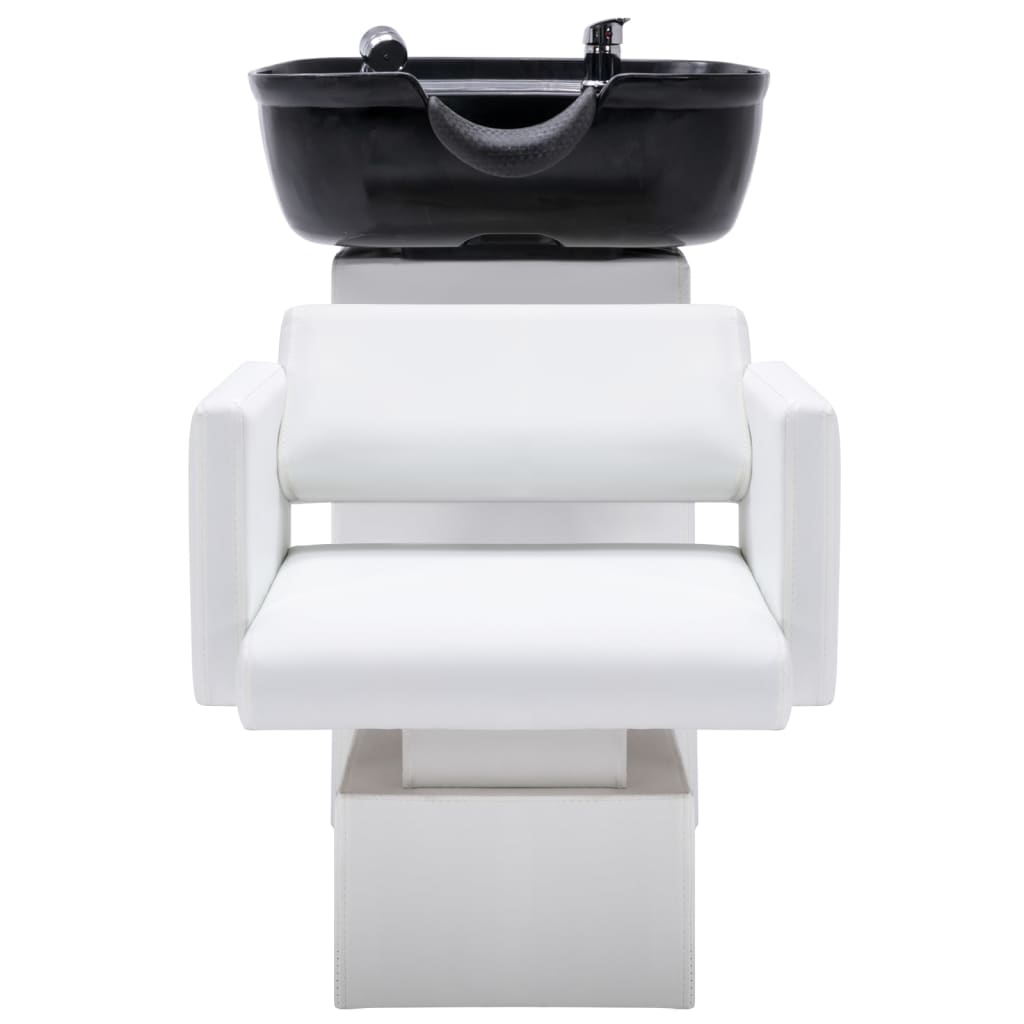 vidaXL Фризьорска мивка със салонни столове от изкуствена кожа