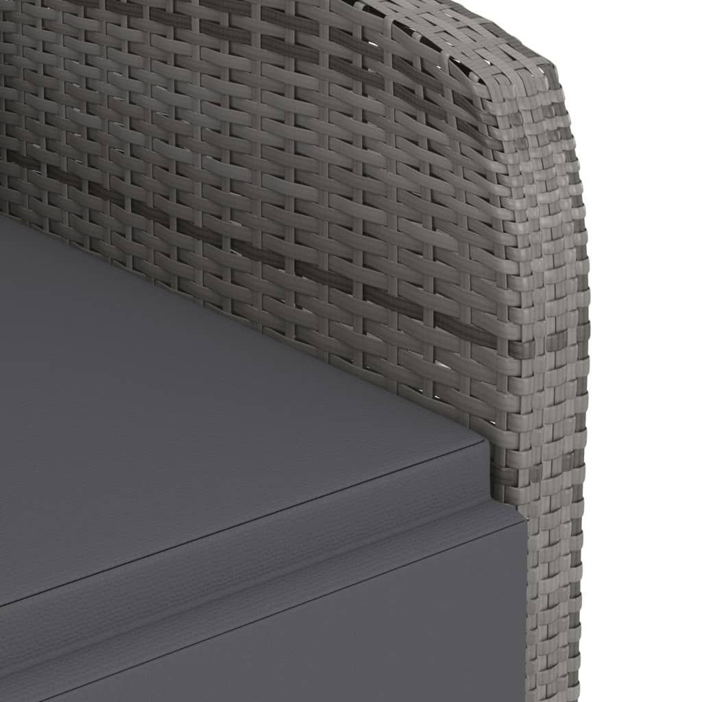 vidaXL Градински комплект с възглавници, 11 части, полиратан, сив