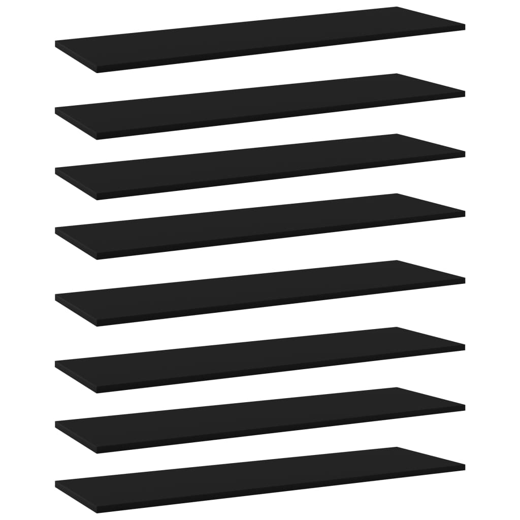 vidaXL Рафтове за етажерка, 8 бр, черни, 100x30x1,5 см, ПДЧ