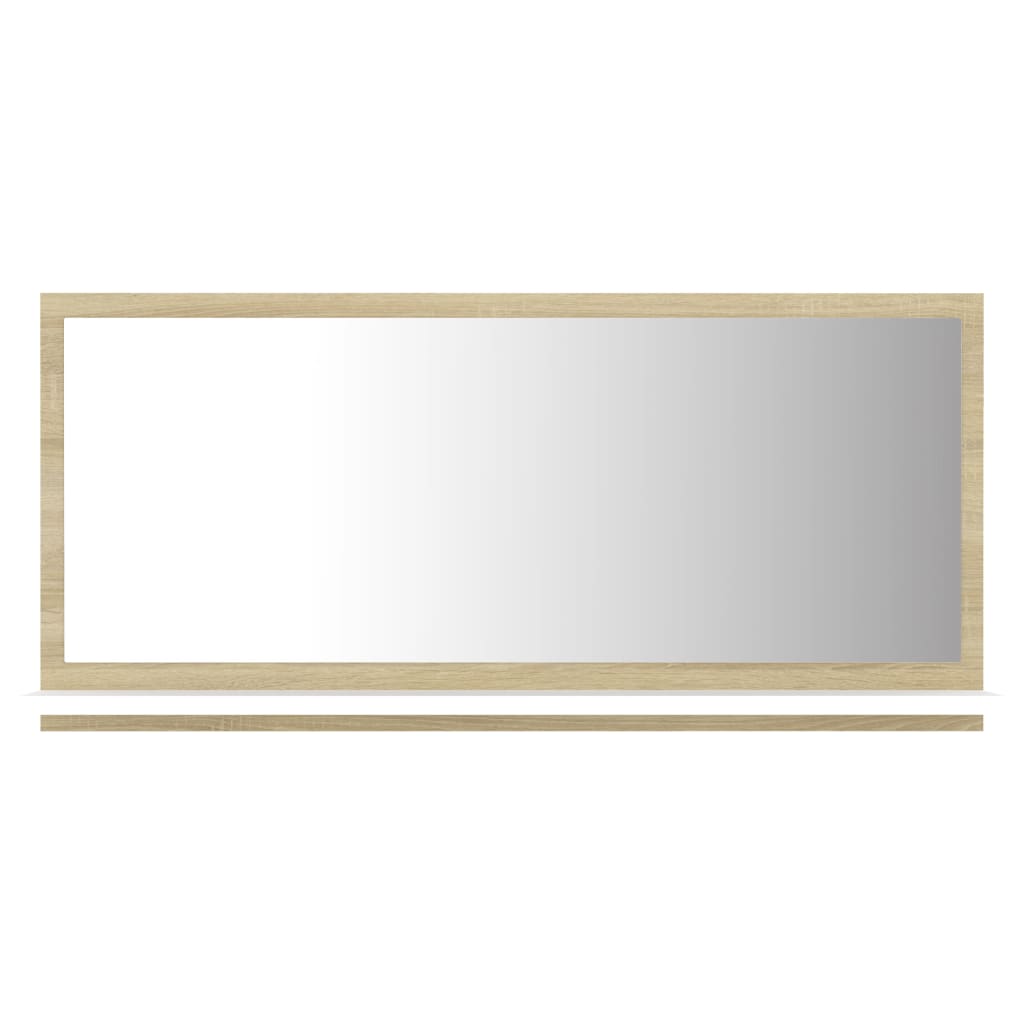 vidaXL Огледало за баня, бяло и дъб сонома, 80x10,5x37 см, ПДЧ