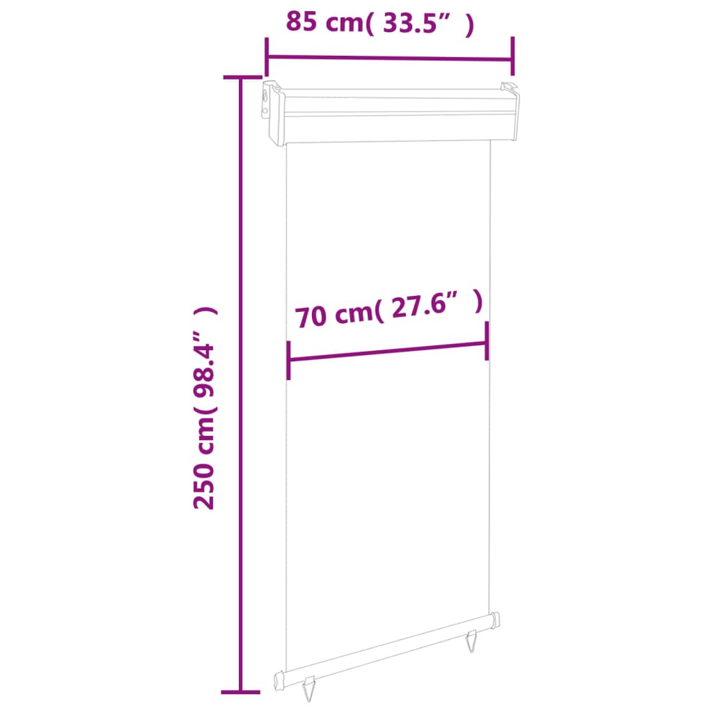 vidaXL Вертикална тента за балкон, 85x250 см, кремава