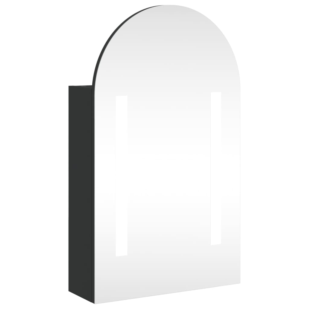 vidaXL Огледален шкаф за баня с LED светлина дъговиден 42x13x70 см