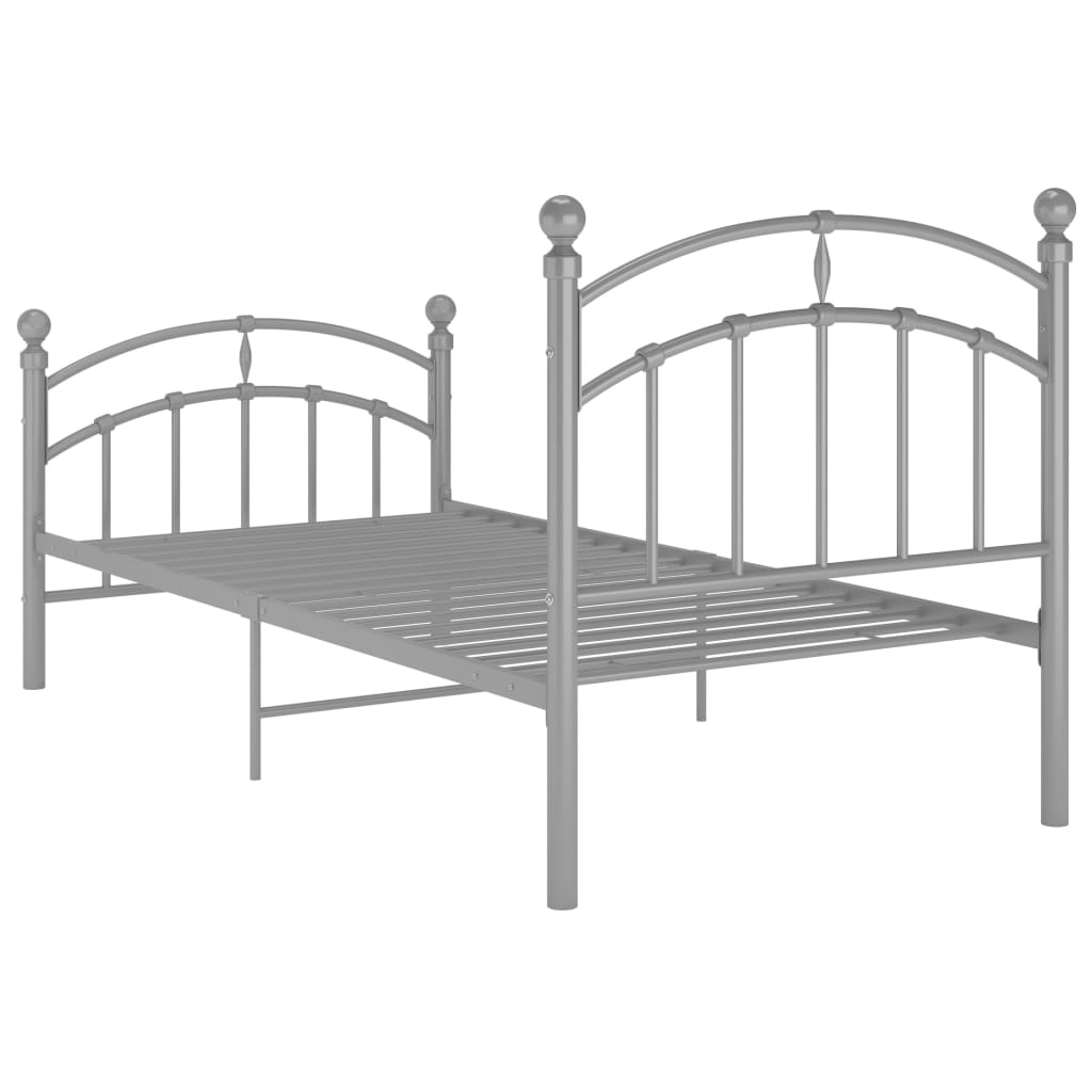 vidaXL Рамка за легло, сива, метал, 90x200 см