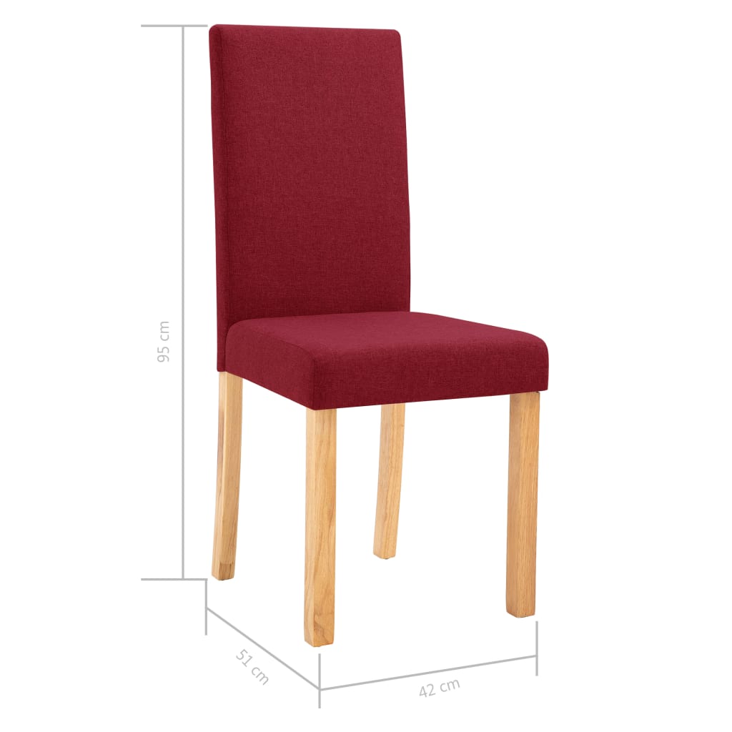 vidaXL Трапезни столове, 4 бр, виненочервени, текстил