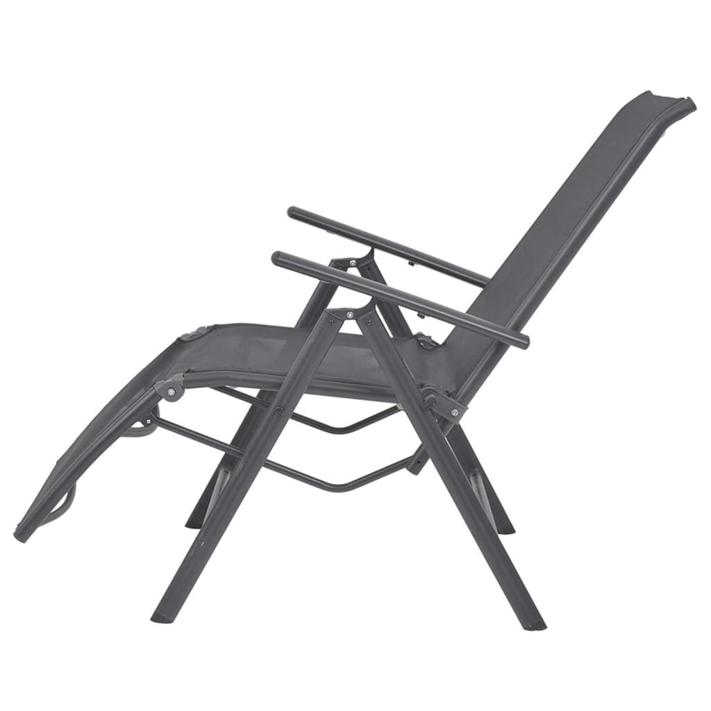 vidaXL Регулируем стол-шезлонг, алуминий и textilene, черен
