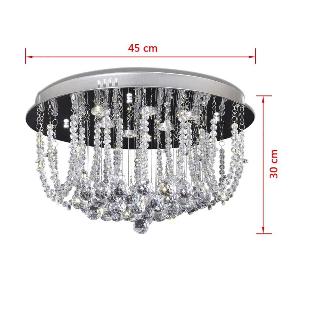 Кристален LED полилей за таван, диаметър 45 см