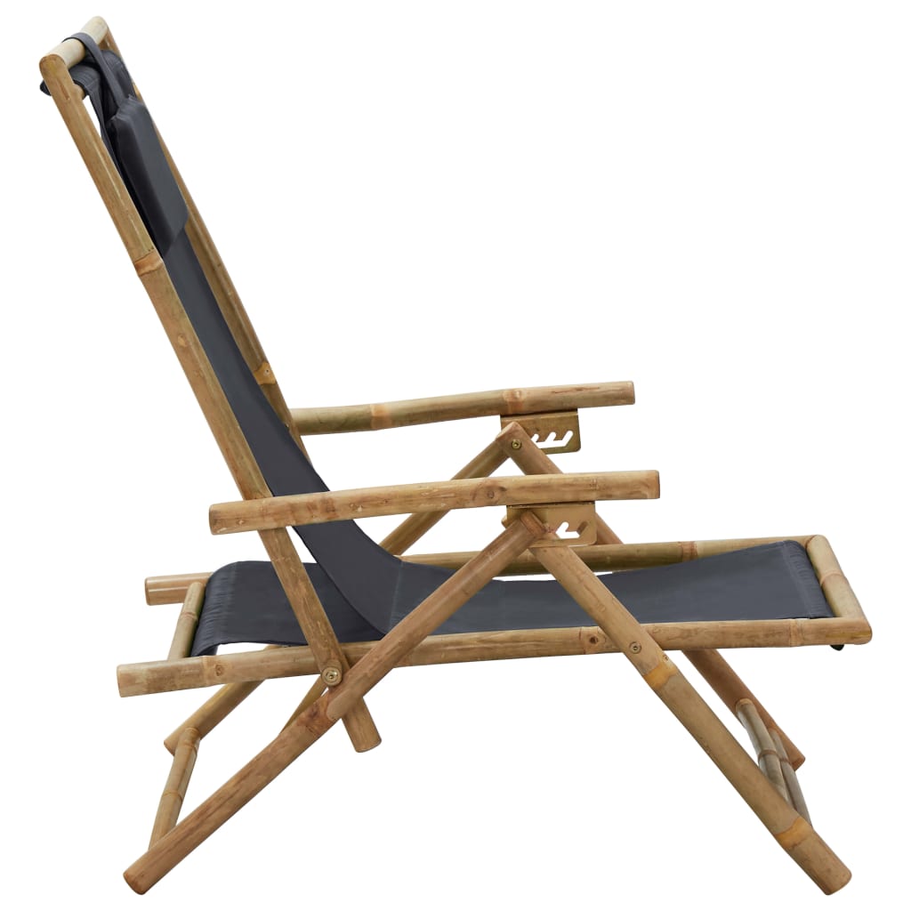 vidaXL Наклоняем стол за релакс, тъмносив, бамбук и текстил