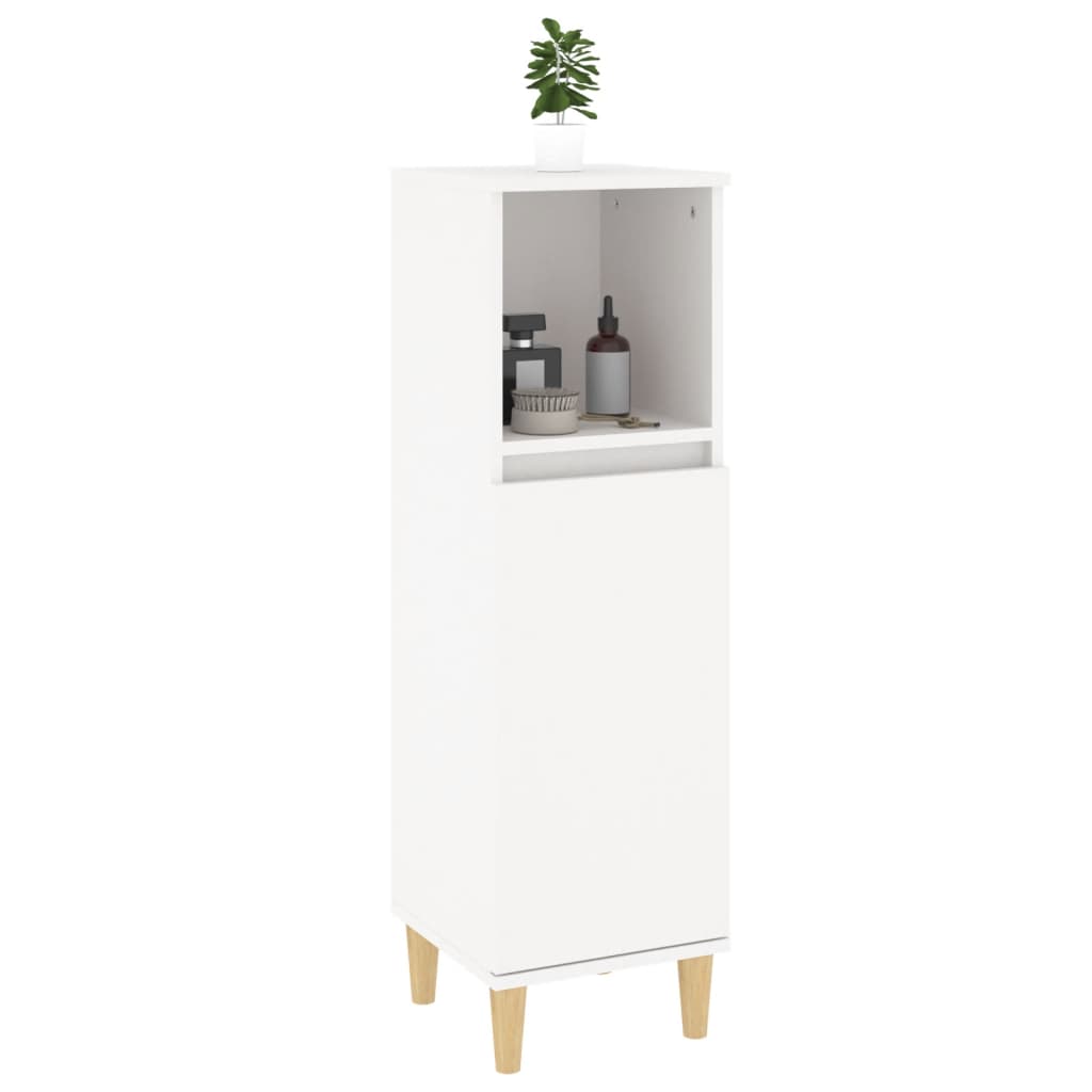 vidaXL Шкаф за баня, бял, 30x30x100 см, инженерно дърво
