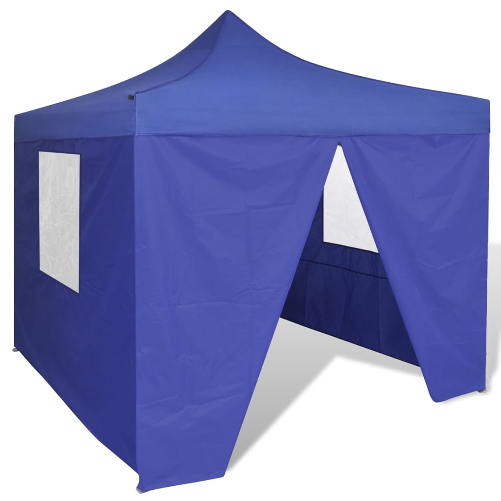 vidaXL Сгъваема шатра 3 х 3 м, с 4 стени, синя
