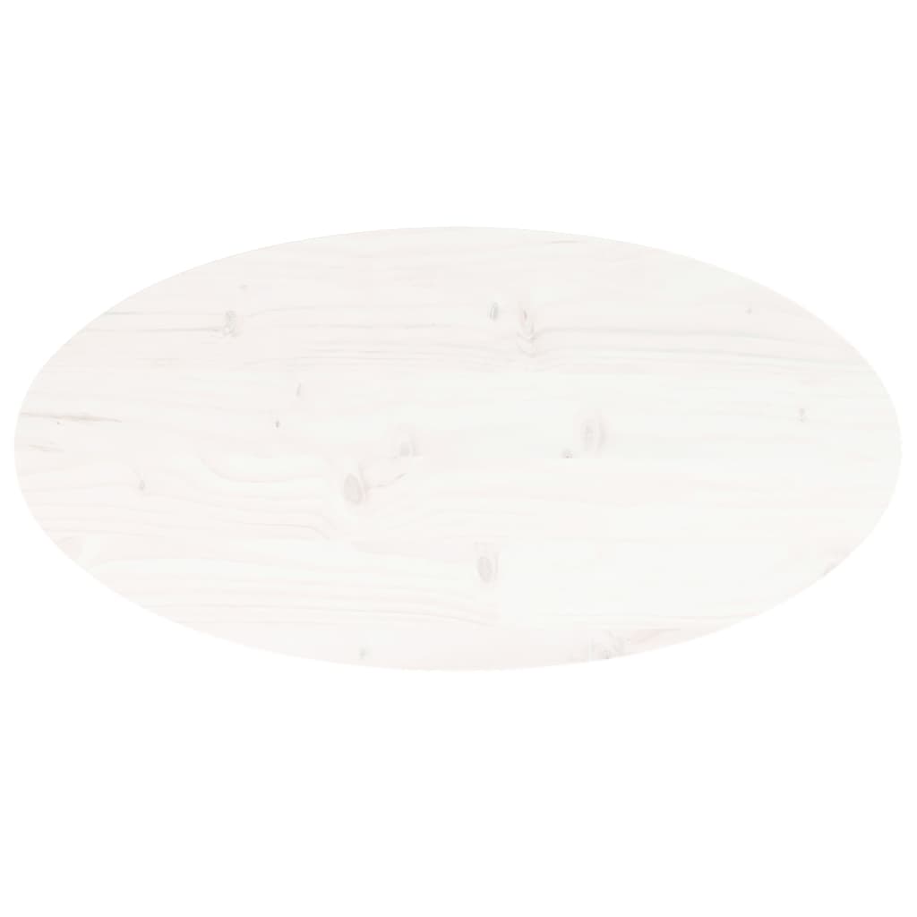 vidaXL Плот за маса, бял, 60x30x2,5 см, бор масив, овален
